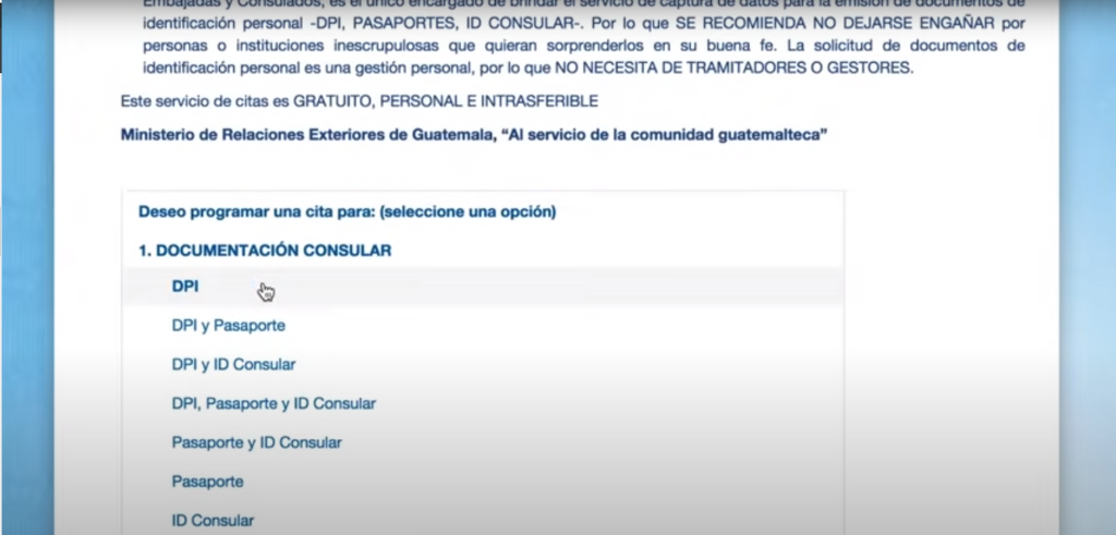 paso 3 Cita consulado guatemala estados Unidos