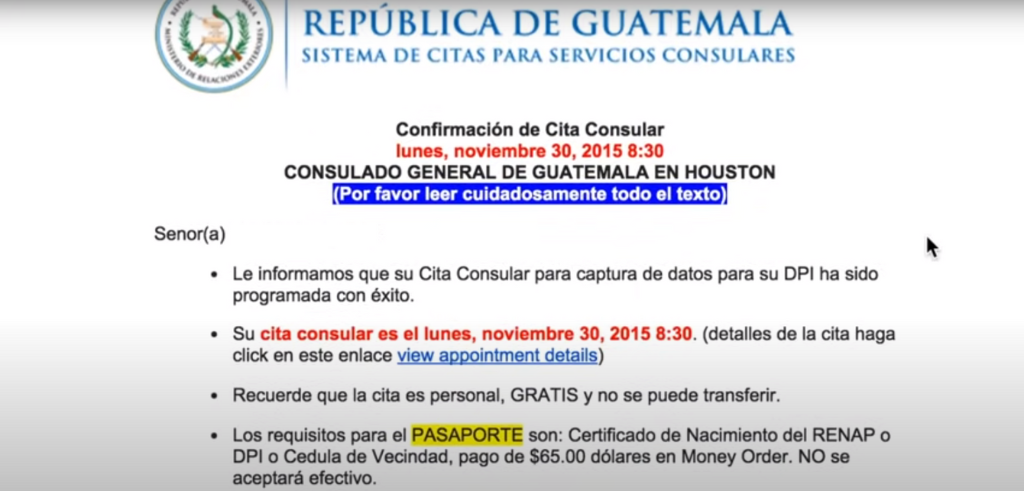 paso 6 cita consulado guatemala Estados Unidos